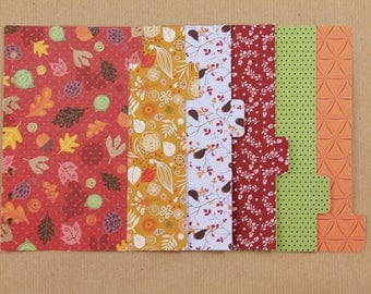 Set 6 dividers for Filofax Personal, planner dividers, fantasy cardboard dividers, autumn planner colors