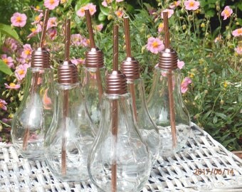 Rose gold Retro Light Bulb Drinking Glass. Perfect for Hen Parties