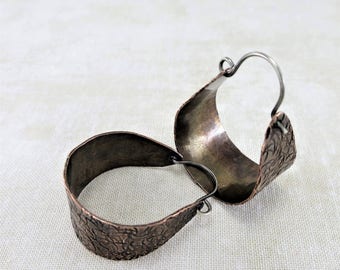 Copper Earrings ~ Hoop Earrings ~ Rustic Earrings ~ Minimalist Earrings ~ Dangle Earrings ~ Everyday Earrings ~ Lightweight Earrings