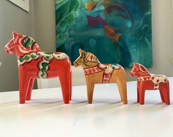 Vintage Dala Horse Swedish handcraft, Nils Olsson Swedish Folk art HORSE, AKTA Hemsloljd