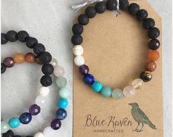 NEW Skinny / Chakra Essential Oil Diffuser Bracelet / Aromatherapy Bracelet / Essential Oil Bracelet / STRETCH