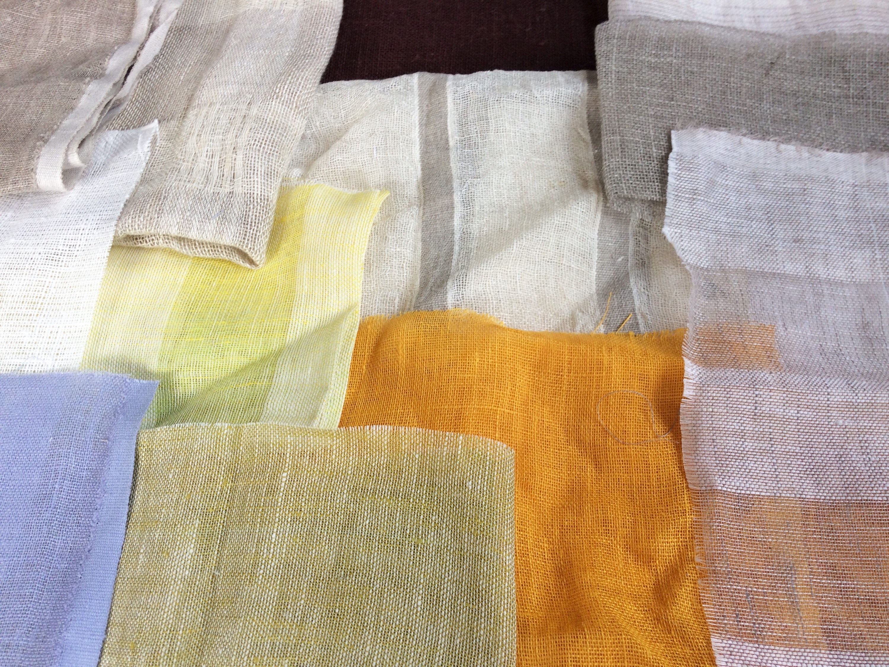 Lightweight linen fabric remnants assorted semi sheer natural