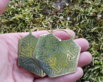 brass boho geometric earrings