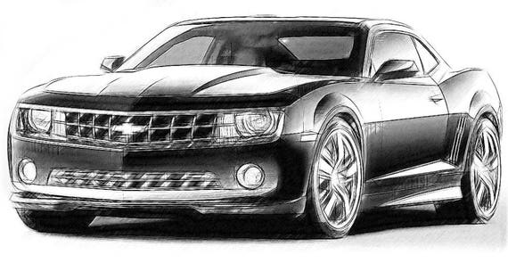 40% OFF Sale Chevrolet Camaro Fifth Generation Drawing T shirt