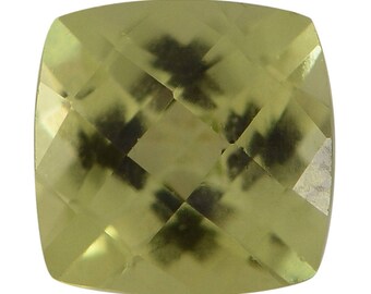 Hebei Peridot Loose Gemstone Checkerboard Cushion Cut 1A Quality 5mm TGW 0.55 cts.