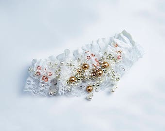 Garter, Wedding Garter, Wedding Accessories, Lace Garter, Pearls Garter, Floral Wedding Garter Set, Pearl Garter Set, Wedding Garter Set,