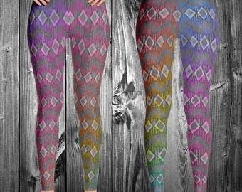 Tribal Diamonds Print Leggings