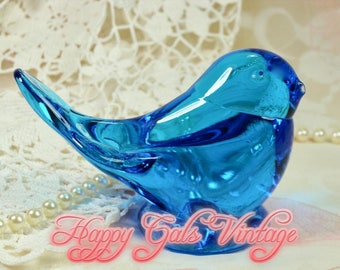 Bluebird Glass Figurine / Glass Blue Bird / Blue Glass Bird / Blown Glass Bluebird / Art Glass Bluebird / Glass Bird / Bluebird Art Gift