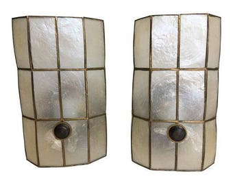 1950s Capiz Shell Sconces, Pair