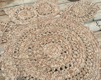 Handmade Crochet Owl Rug or Throw Blanket - Matching Owl Basket - Made with Browns - Machine Wash & Dry!
