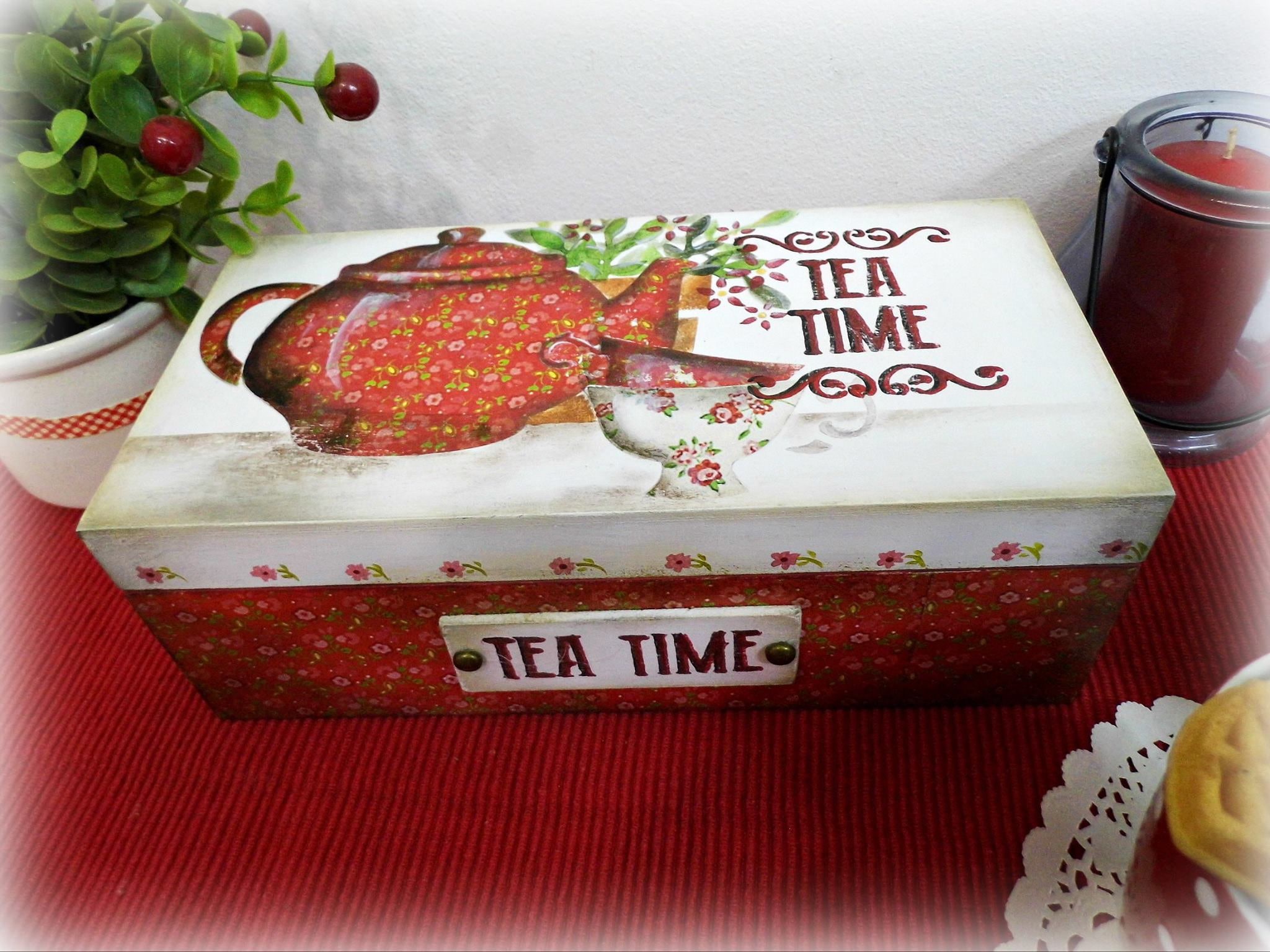 Tea box decorative tea bag storage tea box wood tea bag
