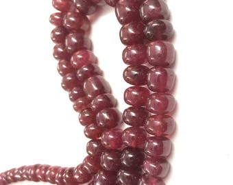 AAAA quality Ruby Smooth Rondelle beads 14"inch strand, Ruby Necklace 6-10mm, Ruby Beads Finest Quality