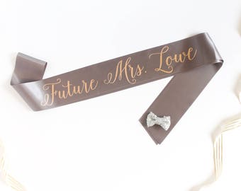 Personalized Future Mrs Sash. Custom Bachelorette Party Sash.