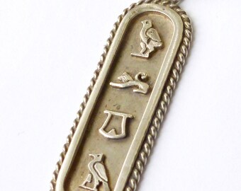 Vintage Silver Pendant/Keyring Fob with Hieroglyphics