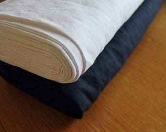 Pure 100% Linen in White or Navy bio enzyme eco home decor /dressmaking by the metre