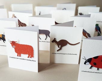 Cute Alphabet Animals | ABC Cards | 1st Anniversary Gift | Inspired By Nature Animal Lover Gift | Paper Annniversary | Unique Stationery Set