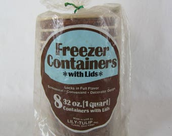 7 vintage waxed cardboard freezer containers LILY TULIP
