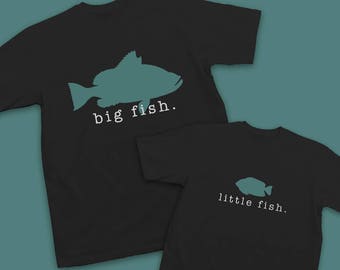 Big Fish Little Fish Father Son Matching Shirts - Father Son Fishing Shirts - Kids Fishing T-Shirts - Father's Day Gift Father's Day Shirts