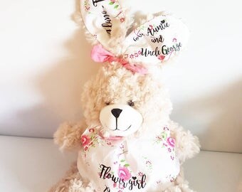 Flower girl gift, Personalised bunny, Bridesmaid gift, Weding gift, Father of the groom, Personalised bunny, maid of honour gift, Mom