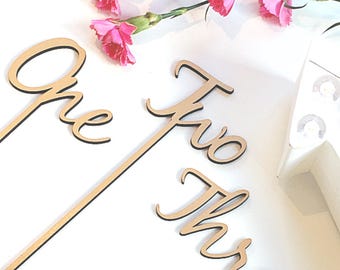 Wooden Table Numbers - Table Numbers on Sticks - Wedding Table Numbers Small