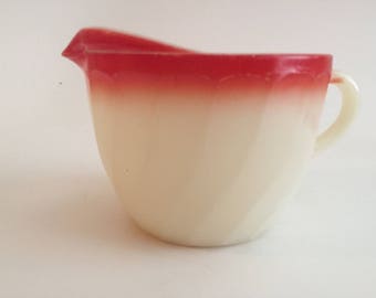 Fire King Sunrise Swirl Milk Glass Creamer