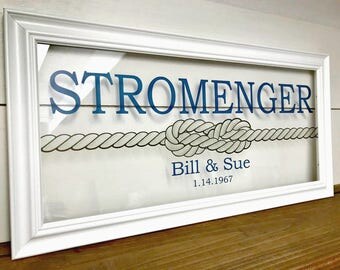 Anniversary Gift, Anniversary Gifts for Men, 50th Anniversary Gifts, Personalized Couple, Last Name Sign, Parents Wedding Gift, Nautical
