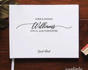 Custom Hardcover Wedding Guest Book With White Blank Pages, Casebound Wedding Guest Book, Personalized Guestbooks, Modern Wedding, WI1