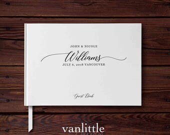 Custom Hardcover Wedding Guest Book With White Blank Pages, Casebound Wedding Guest Book, Personalized Guestbooks, Modern Wedding, WI1