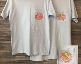 Big Little Sorority Shirt, Big Little Shirt, Comfort Colors, pocket tshirt, lilly pulitzer, Monogram Pocket, Monogram Shirt, Big Little