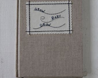 Baby memory book, baby record book, embroidery baby book, baby growth book, hand bound baby book, baby scrapbook, baby journal