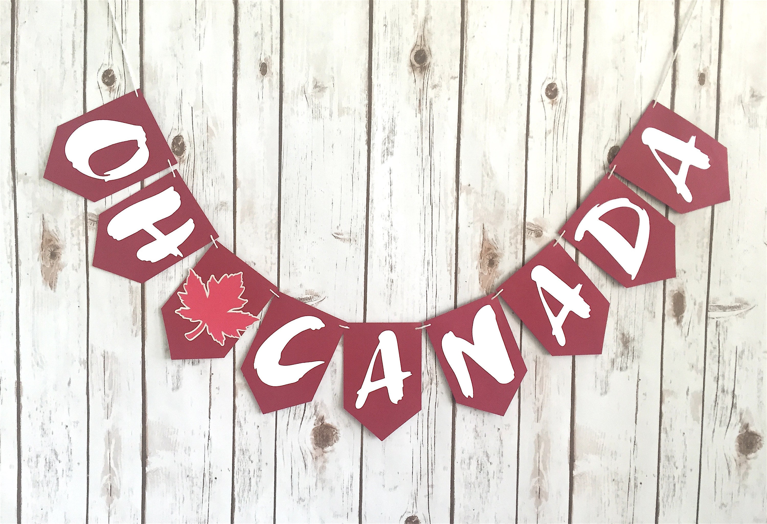 Oh Canada Banner / Canada Day / Canadian / Maple Leaf / Red