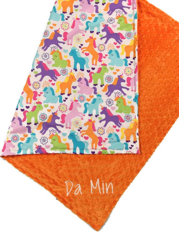 Baby name blanket pink purple orange baby blanket