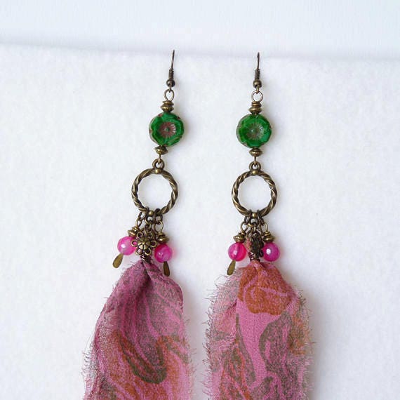 Fabric Silk Earrings Boho Earrings Bohemian Earrings Indian