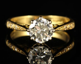 Vintage Diamond Solitaire Engagement Ring 1.30ct Diamond 18ct Gold