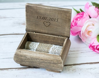 Rustic Wedding Ring Box Personalized Holder Ring Holder Ring Bearer His Hers Country Wedding Ring pillow