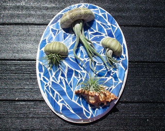 Mosaic wall art, Mosaic wall art beach, Mosaic wall art hanging, Mosaic wall decor, Mosaic Planter, Air plant holder, Air plant hanger, GIFT