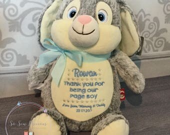 Cubbie Bunny Rabbit, Embroidered Baby Gift, Personalised Teddy Bear, Christening, Birth, Baptism, Stuffie, Birth Stats Personalized Cubby