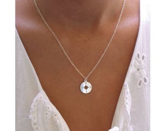 ON SALE Dainty Compass Necklace, Travel Inspired Jewelry, Gold Silver or Rose Gold Compass, Graduation Friendship Necklace, Explore Compass