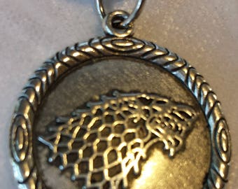 Game of Thrones-House Stark Wolf Pendant-Summer is Coming Pendant Necklace-Game of Thrones Jewelry-Silver-Game of Thrones Necklace-men-women
