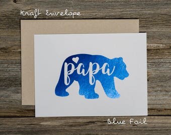 Father's Day Card | Papabear Foiled - Cards with Envelope, Birthday Cards, New Dad Cards, Cards for Dad