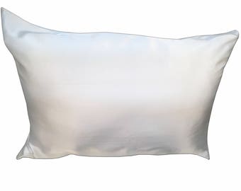 100% Mulberry Silk Pillowcase with Hidden Zipper Ivory White color Standard, Queen and King Size