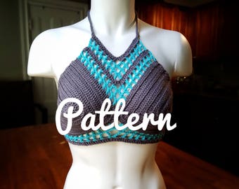 Crochet Pattern -Crochet Crop Top Pattern -Crochet Bralette Pattern - Bralette Pattern - Crochet Festival Top-Coachella-Beach Wear -Bralette