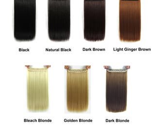 22 Inches Long Straight 3/4 Full Head Clip In Synthetic Hair Extensions Cosplay Party Costume Hair Piece