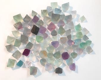 Mini Mixed Fluorite Octahedrons - 8-15 mm size, 10 grams - Cubic Fluorite - Chakra, Reiki, Crystal Healing