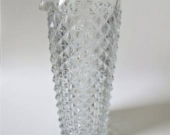 Vintage Barware Mixing Glass, Decanter in Heavy Cut Glass with Diamond Cut Pattern