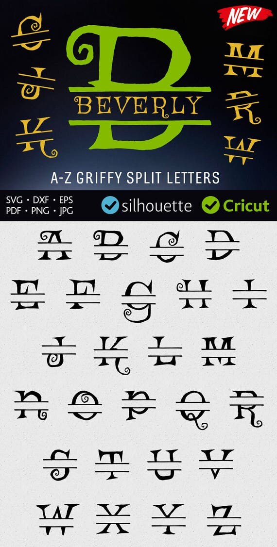 Download Halloween Monogram Font Svg Split letters Svg Halloween Font