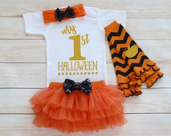 My First Halloween, Happy Halloween, Trick Or Treat Outfit, My 1st Halloween Baby Shirt, Baby Girl Halloween Bodysuit, Halloween Girls Shirt