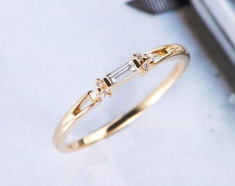 baguette cut diamond wedding band women cluster ring antique unique promise dainty yellow gold stacking anniversary - Woman Wedding Ring baguette cut diamond wedding band women cluster ring antique unique promise dainty yellow gold stacking anniversary - Woman Wedding Ring