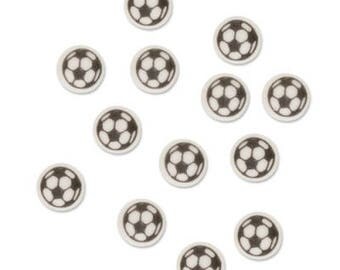 Mini Black and White Football Soccer Sugar Decorations - Cupcake, Cake, Cookie Sugar Decorations Toppers. Edible Footballs. Pack of 90.