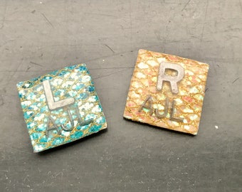 Square Xray Markers Customized w/ Initals Teal/Tan